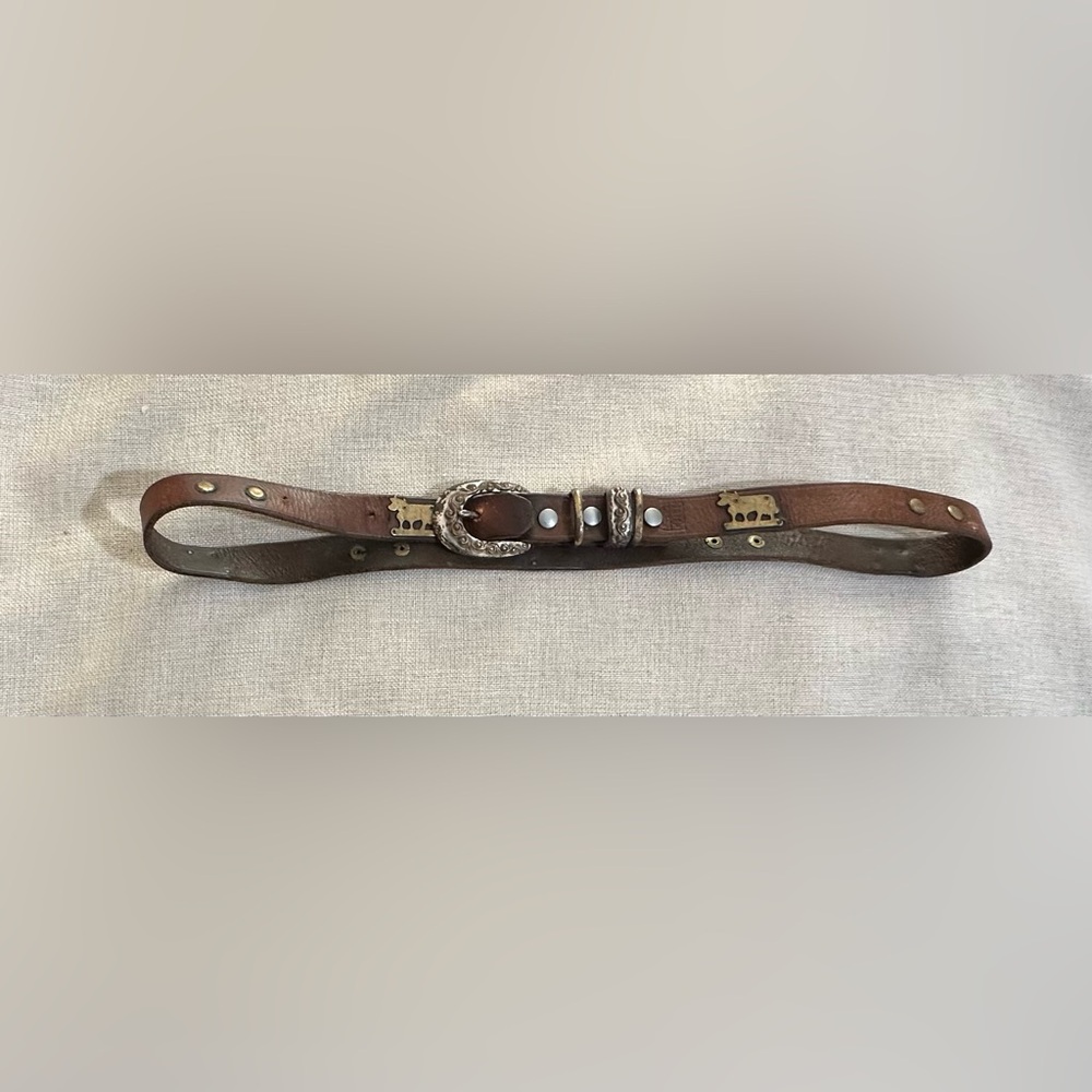 RARE Vintage Etro Style Leather Cows Belt Swiss Made WOMENS /unisex